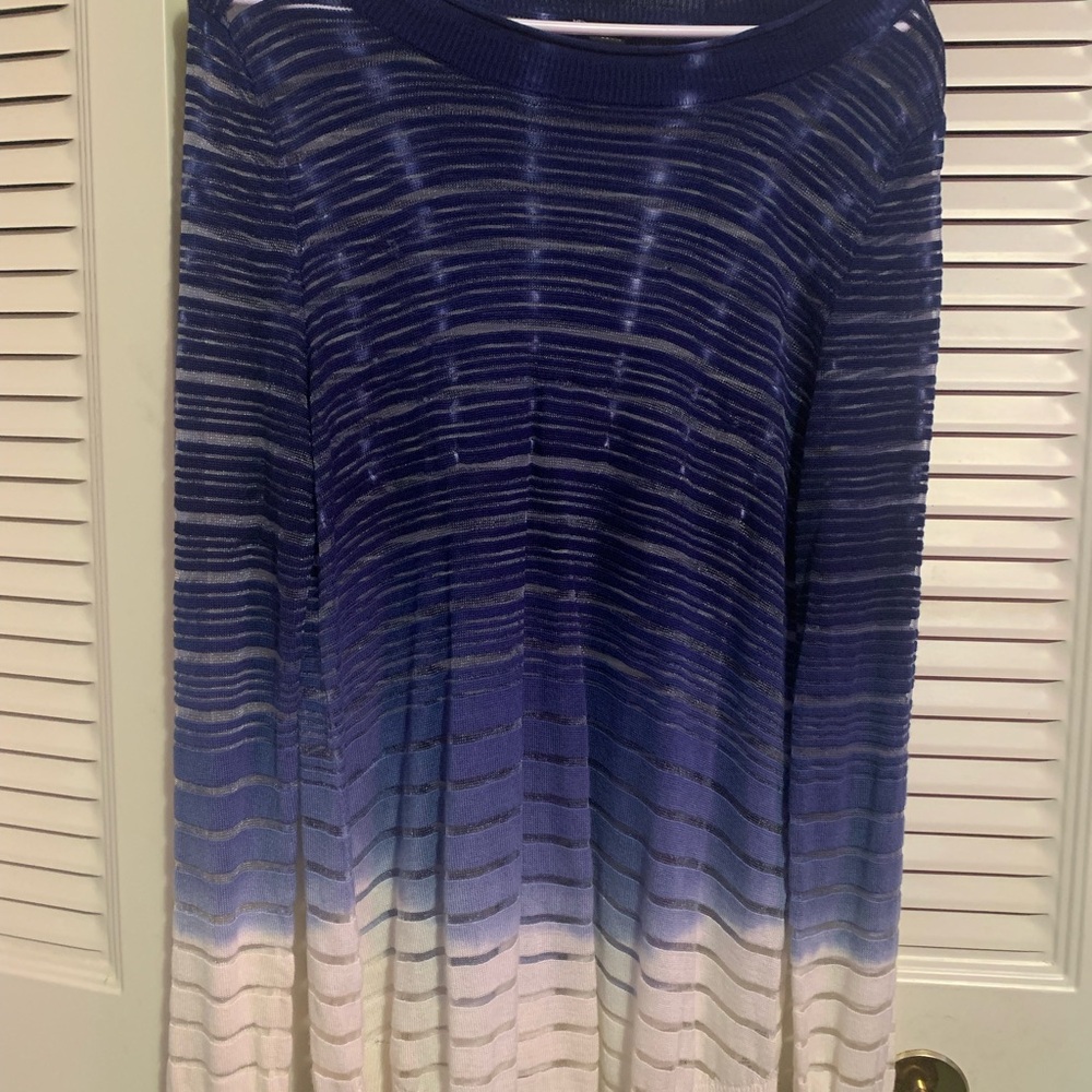 New Directions Blue and White Striped Blouse